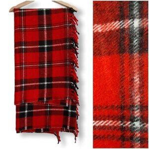 FARIBAULT WOOLEN MILLS Soft Classic Plaid Blanket Red Black & White